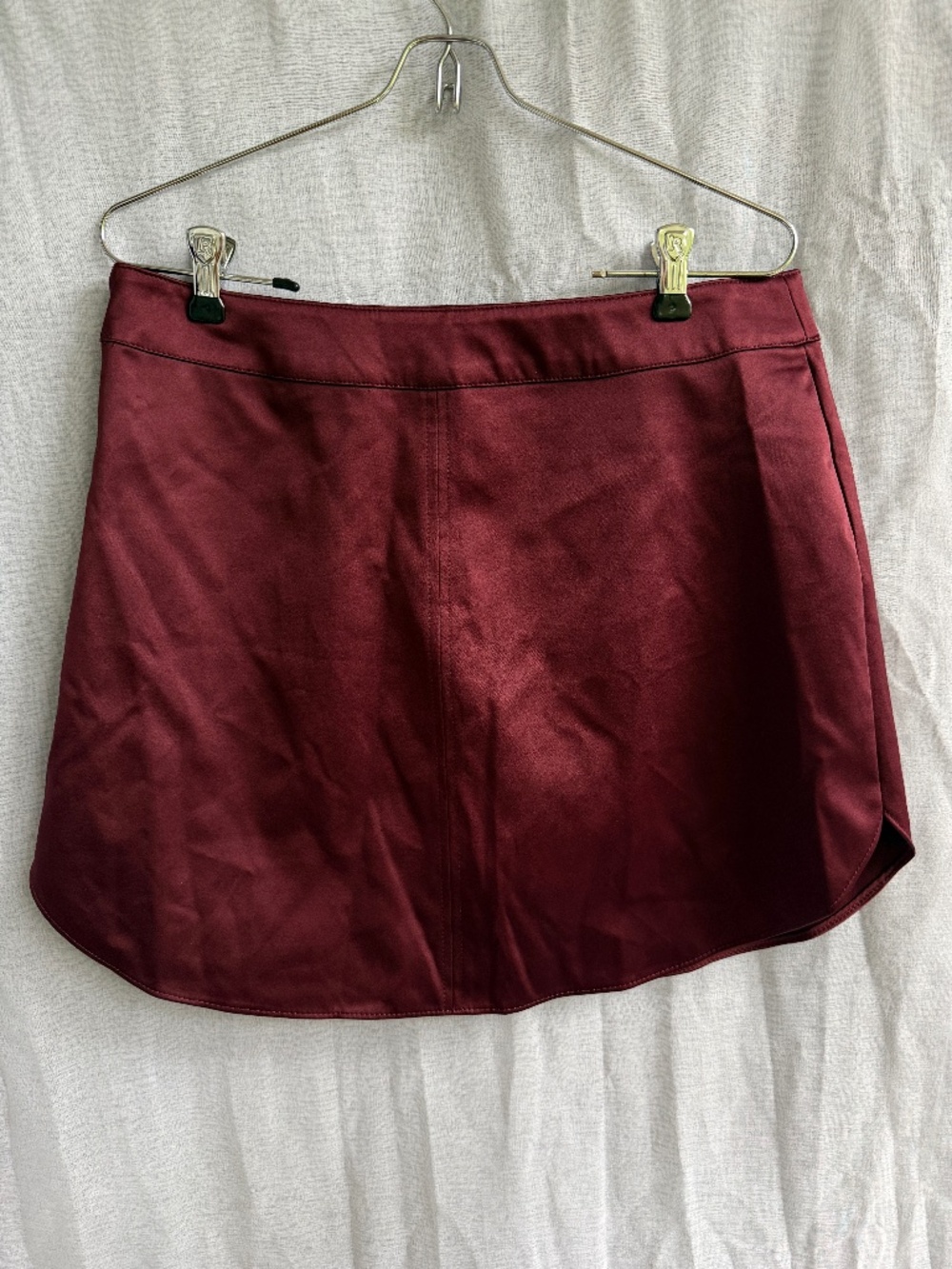 H&M Red Wine Satin Mini Skirt | Size 10 |‎ Burgundy Y2K Slip Skirt Party Chic